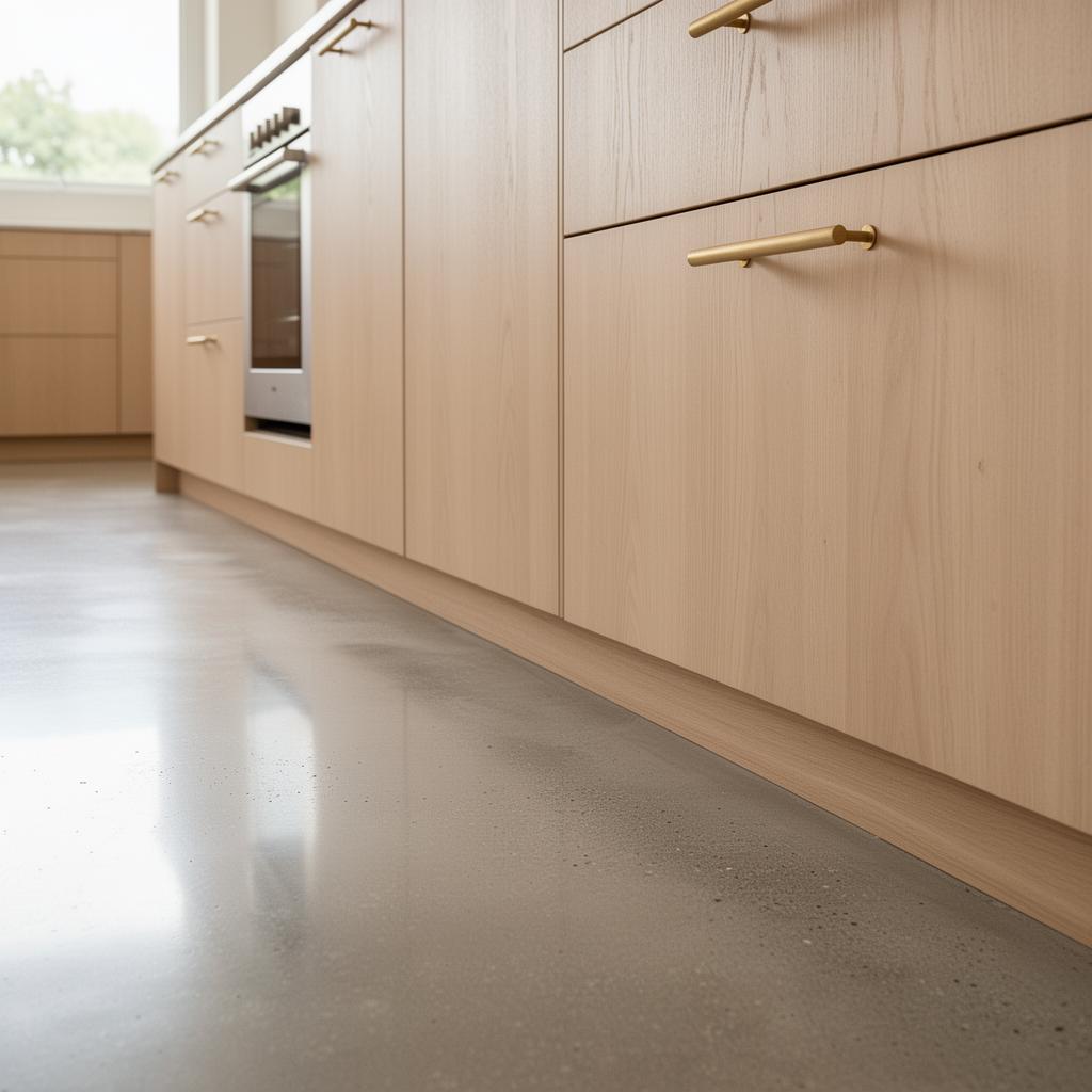 Warm oak millwork meeting polished concrete in a luxury Scottsdale home